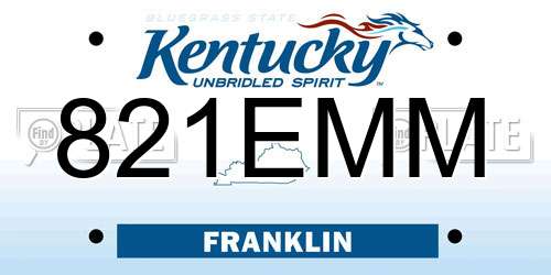 821EMM Kentucky License Plate