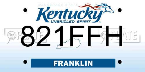 821FFH Kentucky License Plate