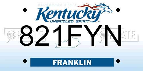 821FYN Kentucky License Plate