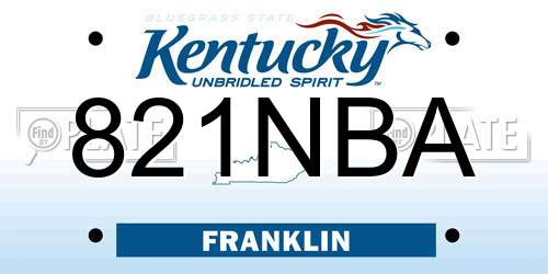 821NBA Kentucky License Plate