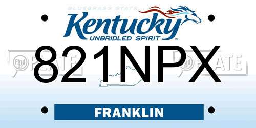 821NPX Kentucky License Plate