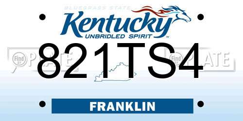 821TS4 Kentucky License Plate
