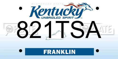 821TSA Kentucky License Plate