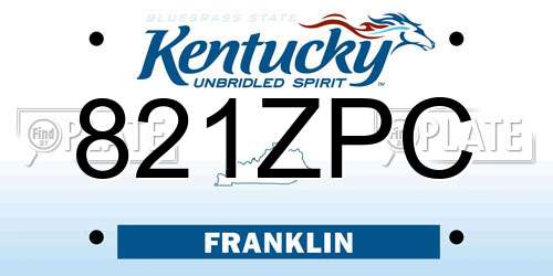 821ZPC Kentucky License Plate