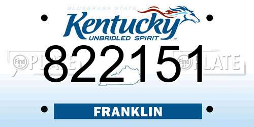 822151 Kentucky License Plate