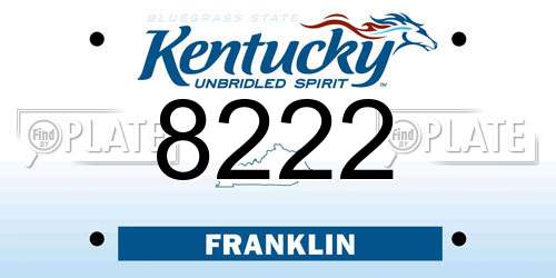 8222 Kentucky License Plate