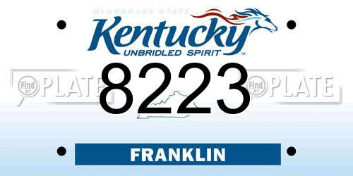 8223 Kentucky License Plate