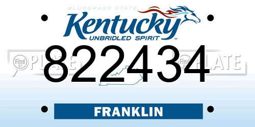 822434 Kentucky License Plate