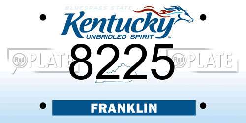 8225 Kentucky License Plate