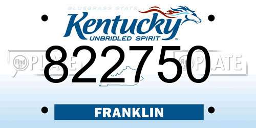 822750 Kentucky License Plate