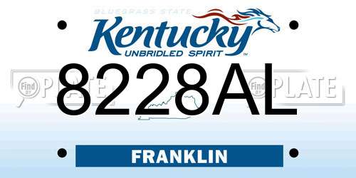 8228AL Kentucky License Plate