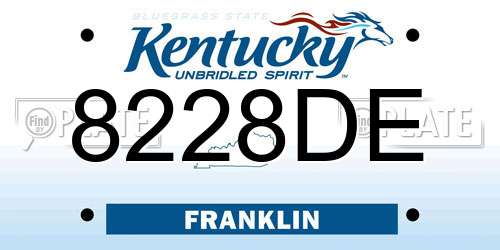 8228DE Kentucky License Plate