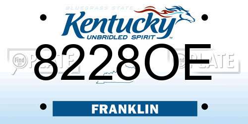 8228OE Kentucky License Plate