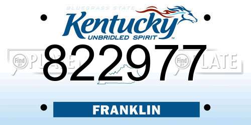 822977 Kentucky License Plate