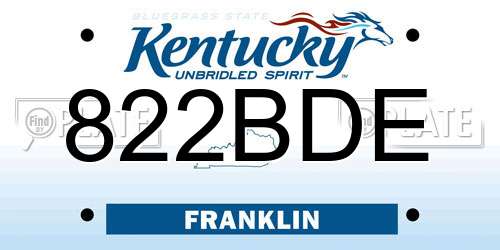 822BDE Kentucky License Plate