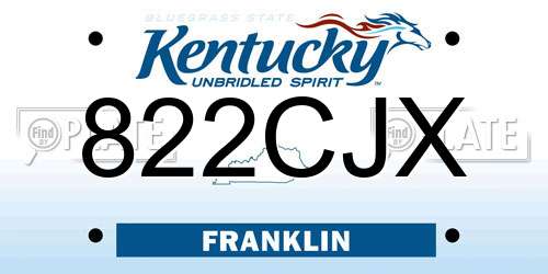 822CJX Kentucky License Plate