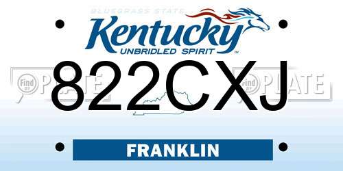 822CXJ Kentucky License Plate