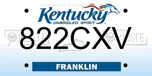 822CXV Kentucky License Plate