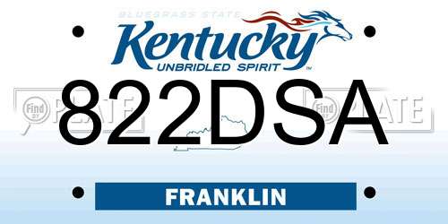 822DSA Kentucky License Plate