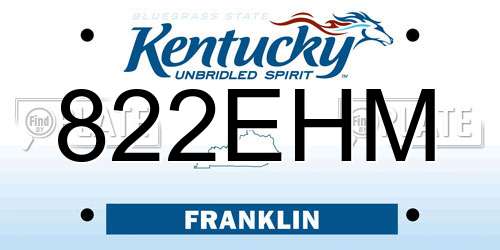 822EHM Kentucky License Plate