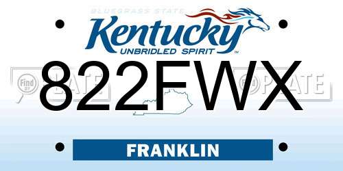 822FWX Kentucky License Plate