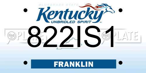 822IS1 Kentucky License Plate