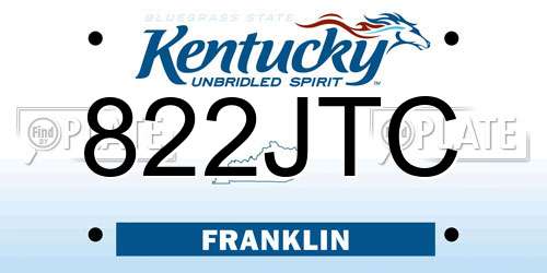 822JTC Kentucky License Plate