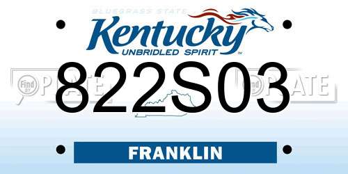 822S03 Kentucky License Plate