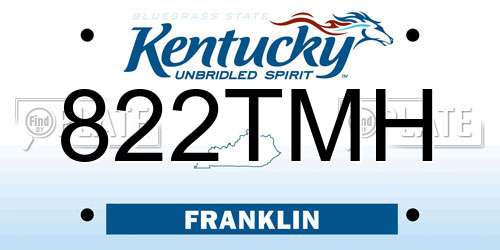 822TMH Kentucky License Plate