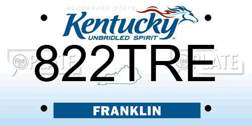 822TRE Kentucky License Plate