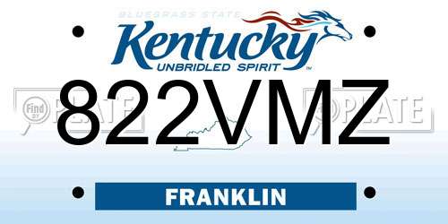822VMZ Kentucky License Plate
