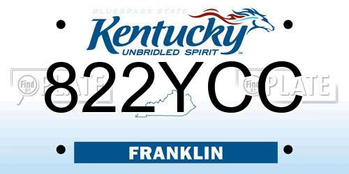 822YCC Kentucky License Plate