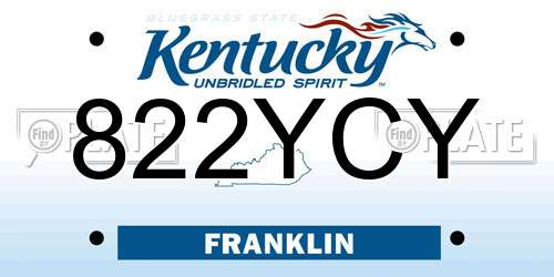822YCY Kentucky License Plate