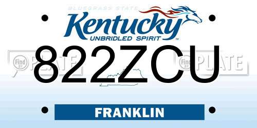 822ZCU Kentucky License Plate