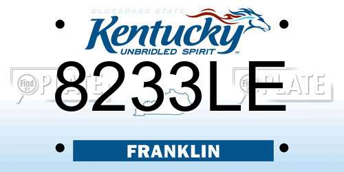 8233LE Kentucky License Plate