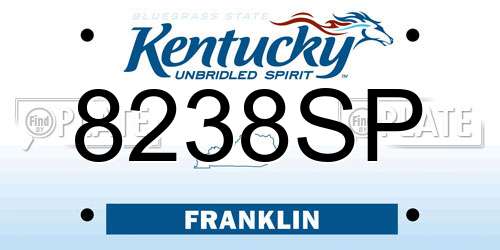 8238SP Kentucky License Plate