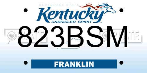 823BSM Kentucky License Plate