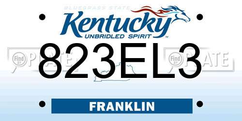 823EL3 Kentucky License Plate