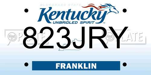 823JRY Kentucky License Plate