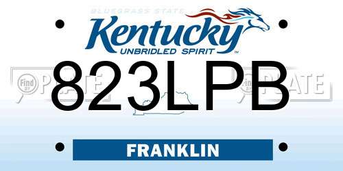 823LPB Kentucky License Plate