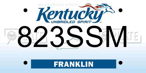 823SSM Kentucky License Plate