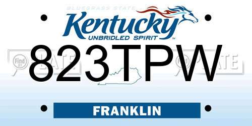 823TPW Kentucky License Plate