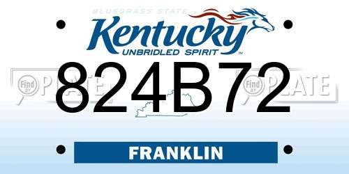824B72 Kentucky License Plate