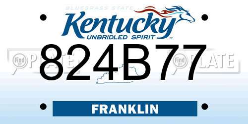 824B77 Kentucky License Plate