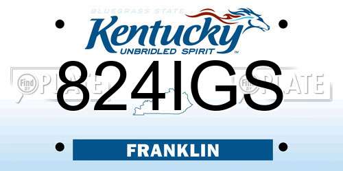 824IGS Kentucky License Plate