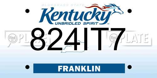 824IT7 Kentucky License Plate