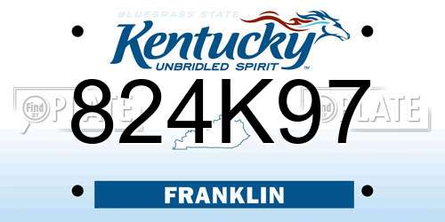 824K97 Kentucky License Plate