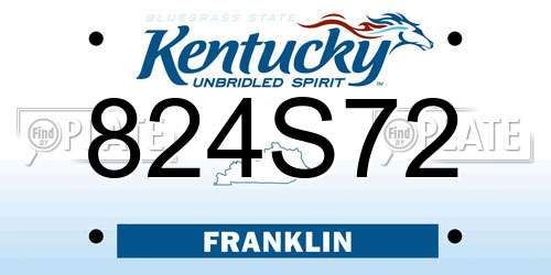824S72 Kentucky License Plate