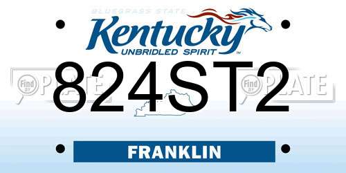 824ST2 Kentucky License Plate