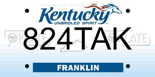 824TAK Kentucky License Plate